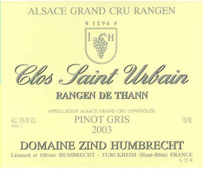Pinot Gris Clos Saint Urbain Rangen de Thann Grand Cru 2007