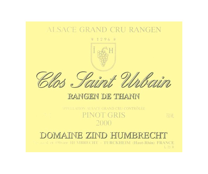 Pinot gris Grand Cru Rangen de Thann Clos St Urbain 2000