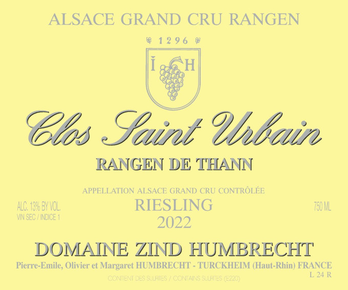Riesling Grand Cru Rangen de Thann Clos Saint Urbain 2022