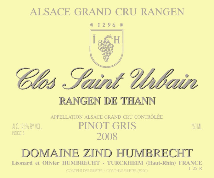 Pinot Gris Clos Saint Urbain Rangen de Thann Grand Cru 2008