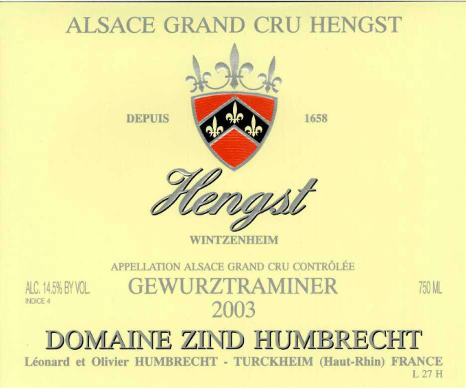 Gewurztraminer Grand Cru Hengst 2003