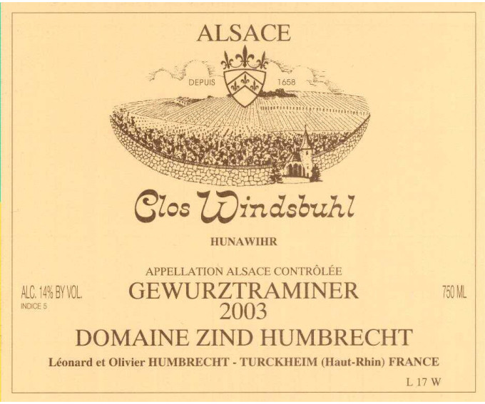 Gewurztraminer Clos Windsbuhl 2003 Gewurztraminer Clos Windsbuhl 2003