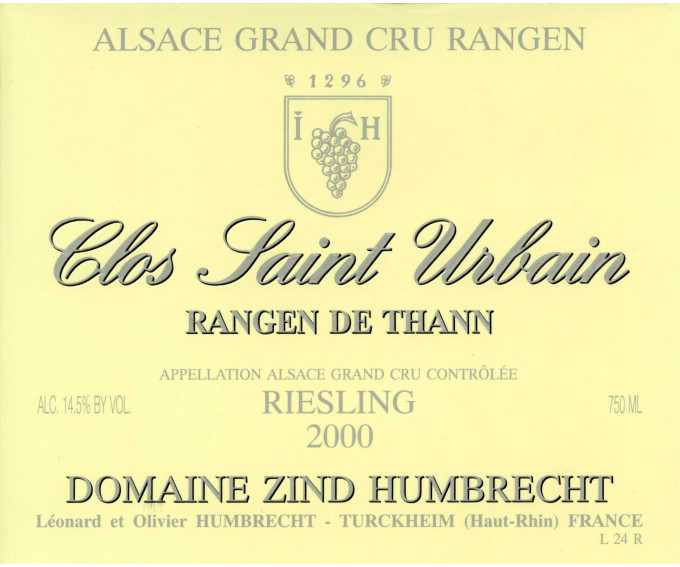 Riesling Grand Cru Rangen de Thann Clos Saint Urbain 2000
