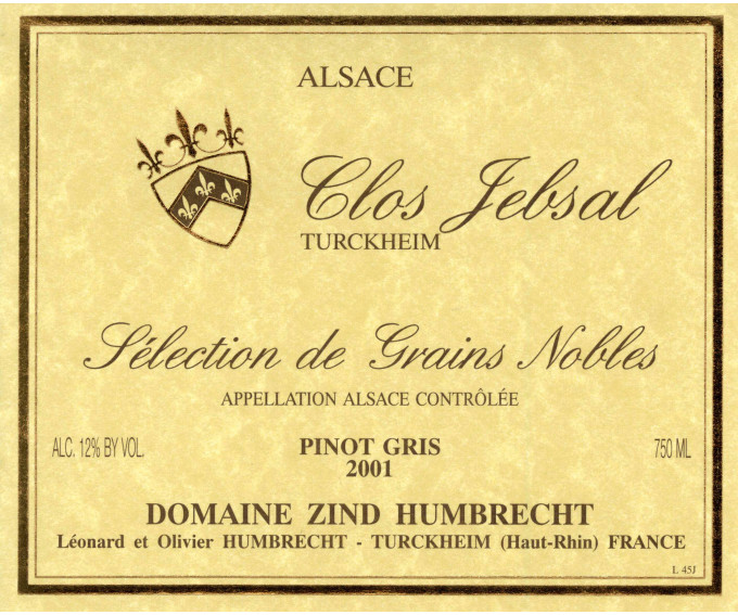 Pinot Gris Clos Jebsal 2001 - Sélection de Grains Nobles