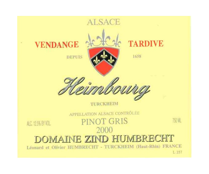 Pinot Gris Heimbourg 2000 - Vendange Tardive