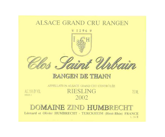 Riesling Grand Cru Rangen de Thann Clos Saint Urbain 2002