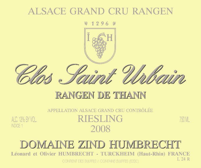 Riesling Clos Saint Urbain Rangen de Thann Grand Cru 2008