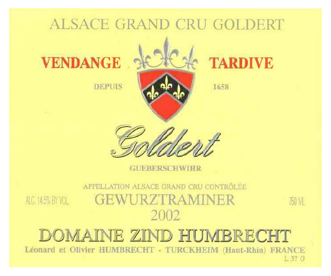 Gewurztraminer Grand Cru Goldert 2002 - Vendange Tardive