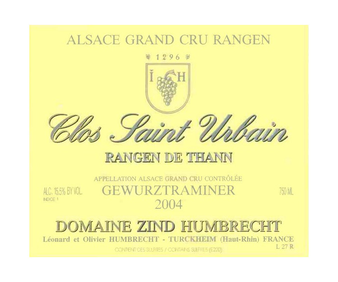 Gewurztraminer Grand Cru Rangen de Thann Clos St Urbain 2004 Gewurztraminer Grand Cru Rangen de Thann Clos St Urbain 2004