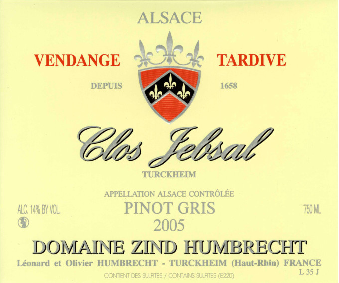 Pinot Gris Clos Jebsal 2005 - Vendange Tardive