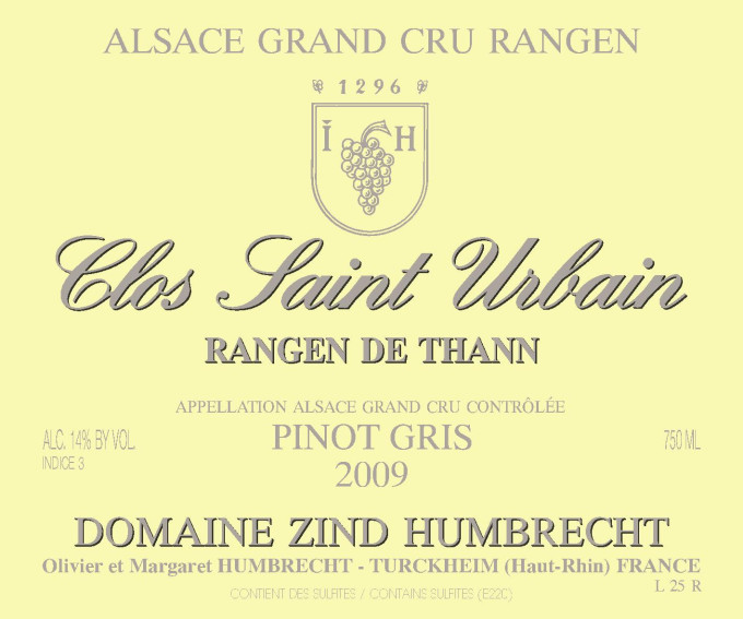 Pinot Gris Clos Saint Urbain Rangen de Thann Grand Cru 2009