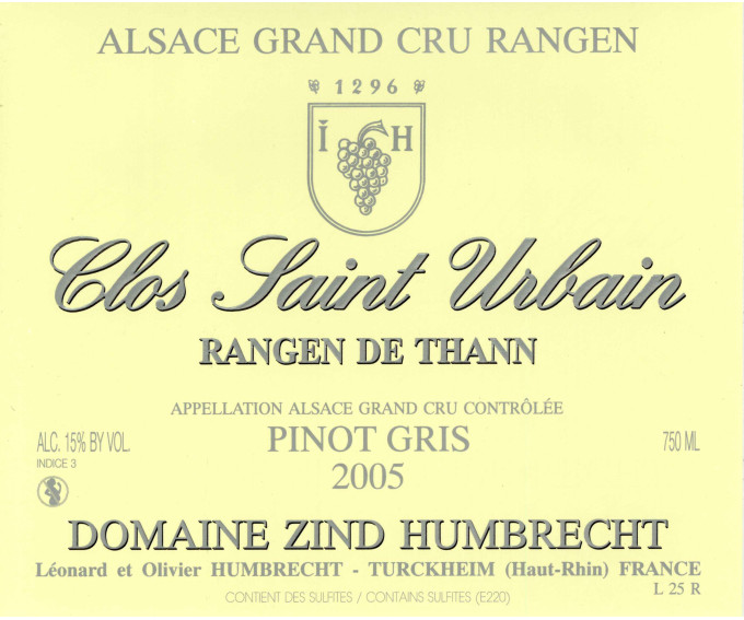 Pinot Gris Clos Saint Urbain Rangen de Thann Grand Cru 2005