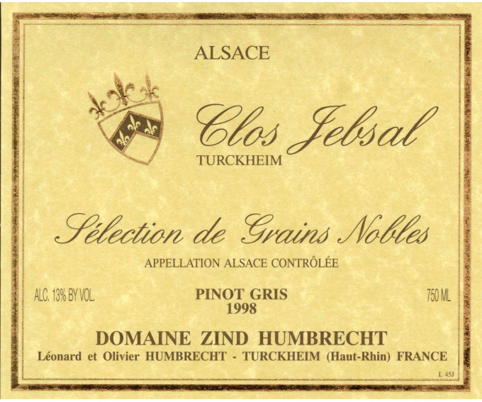 Pinot Gris Clos Jebsal 1998 - Sélection de Grains Nobles