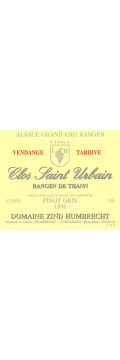 Pinot Gris Grand Cru Rangen de Thann Clos Saint Urbain 1998 - Vendange Tardive