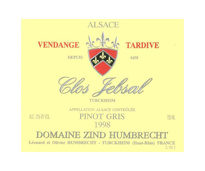 Pinot Gris Clos Jebsal 1998 - Vendange Tardive