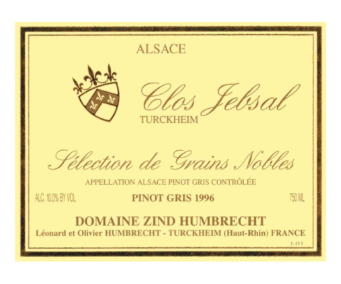 Pinot Gris Clos Jebsal 1996 - Sélection de Grains Nobles