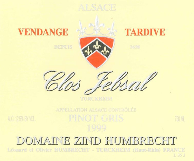 Pinot Gris Clos Jebsal 1999 - Vendange Tardive