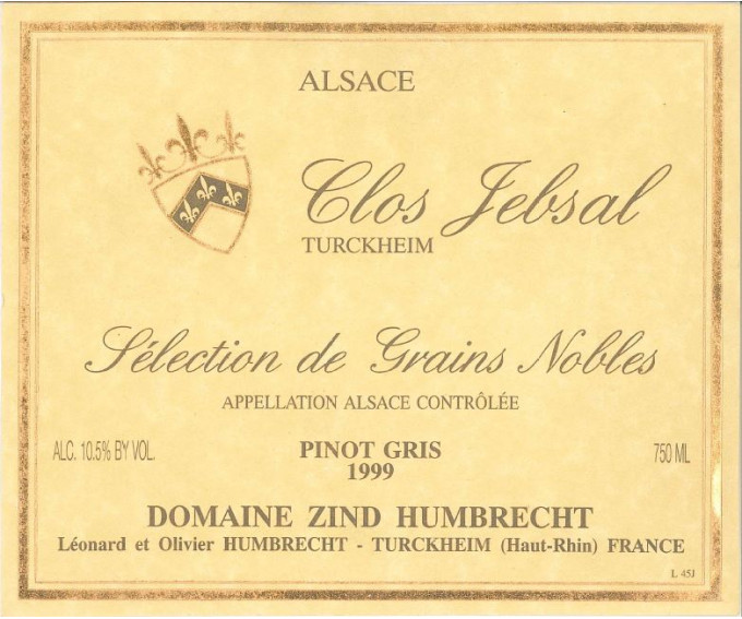 Pinot Gris Clos Jebsal 1999 - Sélection de Grains Nobles