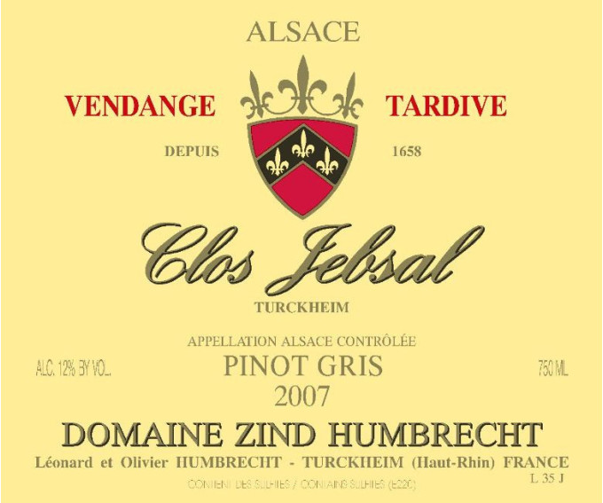 Pinot Gris Clos Jebsal VT 2007