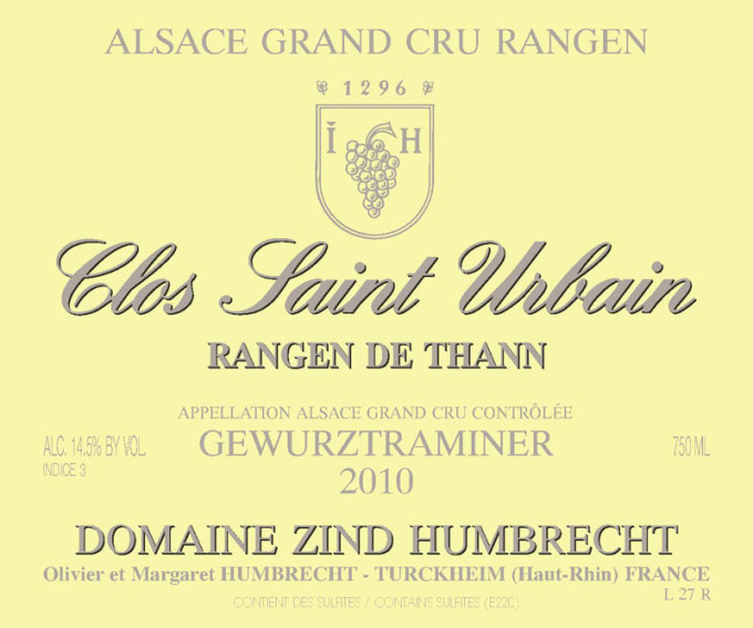 Gewurztraminer Clos Saint Urbain Rangen de Thann Grand Cru 2010