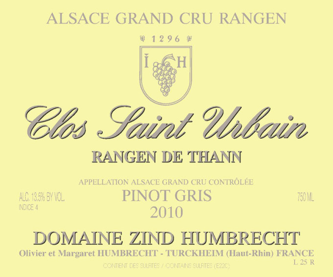 Pinot Gris Grand Cru Rangen de Thann Clos Saint Urbain 2010