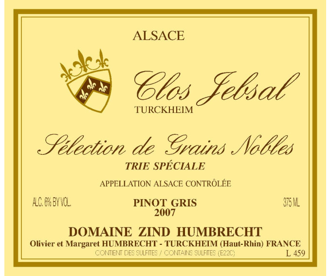 Pinot Gris Clos Jebsal Trie Spéciale SGN 2007