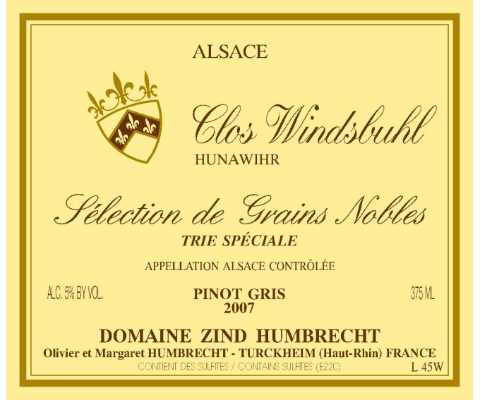 Pinot Gris Clos Windsbuhl Trie Speciale SGN 2007