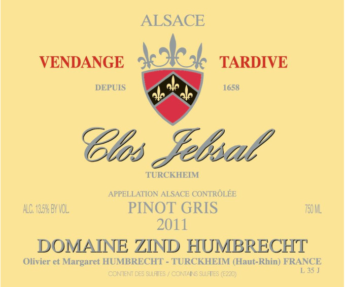 Pinot Gris Clos Jebsal 2011 Pinot Gris Clos Jebsal 2011