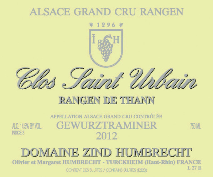 Gewurztraminer Clos Saint Urbain Rangen de Thann Grand Cru 2012