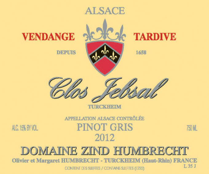 Pinot Gris Clos Jebsal 2012 - Vendange Tardive