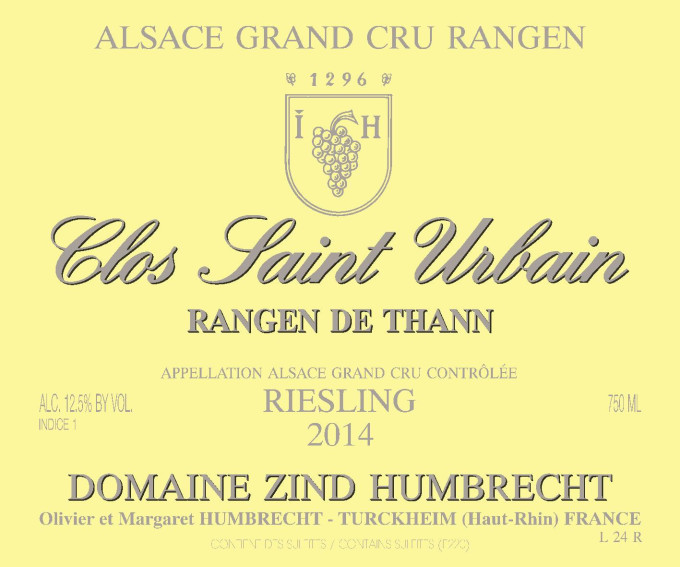 Riesling Rangen de Thann Clos Saint Urbain Grand Cru 2014