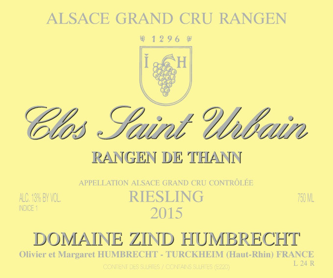 Riesling Grand Cru Rangen de Thann Clos Saint Urbain 2015