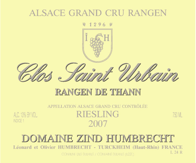 Riesling Clos Saint Urbain Rangen de Thann Grand Cru 2007