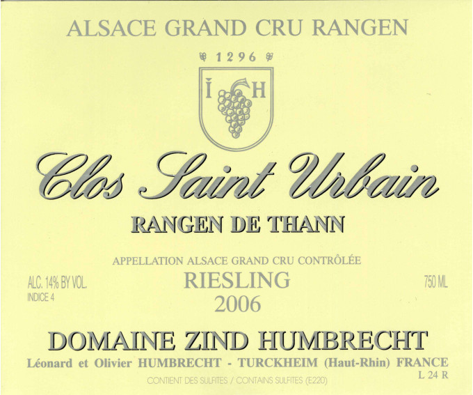 Riesling Rangen de Thann Clos-Saint-Urbain Grand Cru 2006