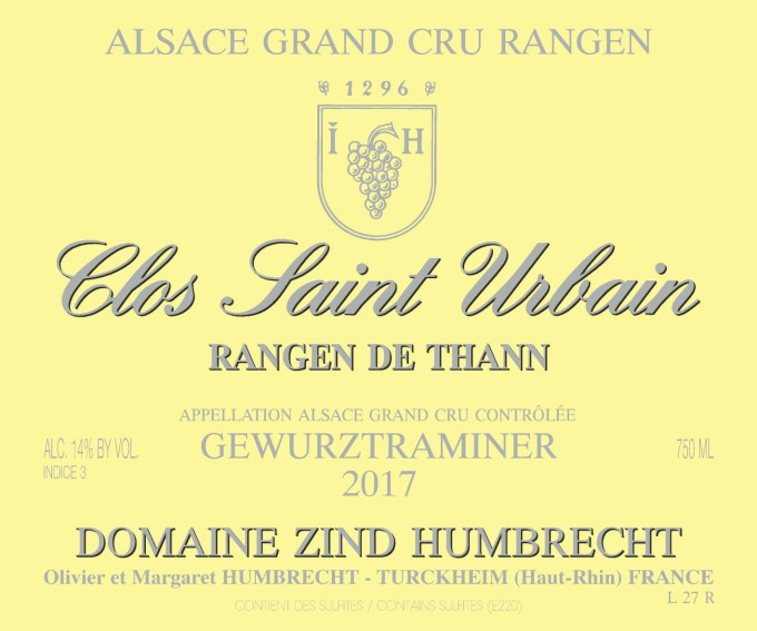 Gewurztraminer Grand Cru Rangen de Thann Clos Saint Urbain 2017