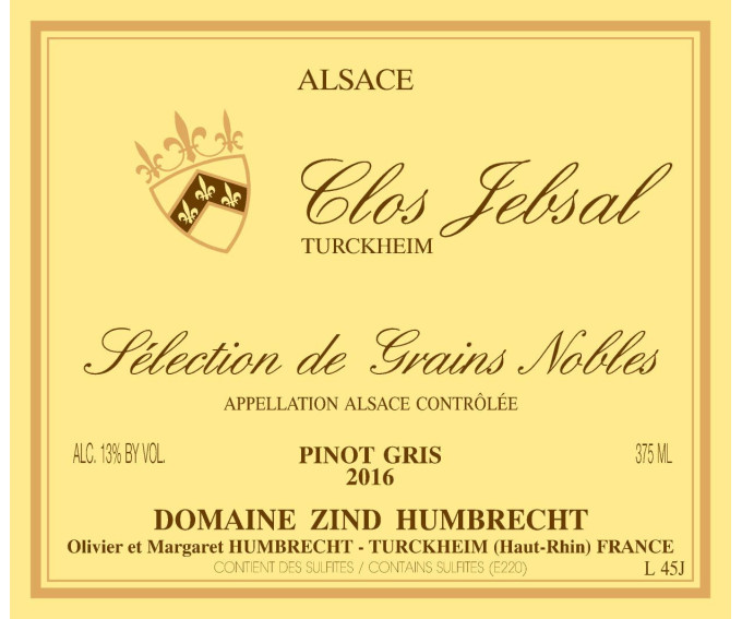 Pinot Gris Clos Jebsal Sélection de Grains Nobles 2016