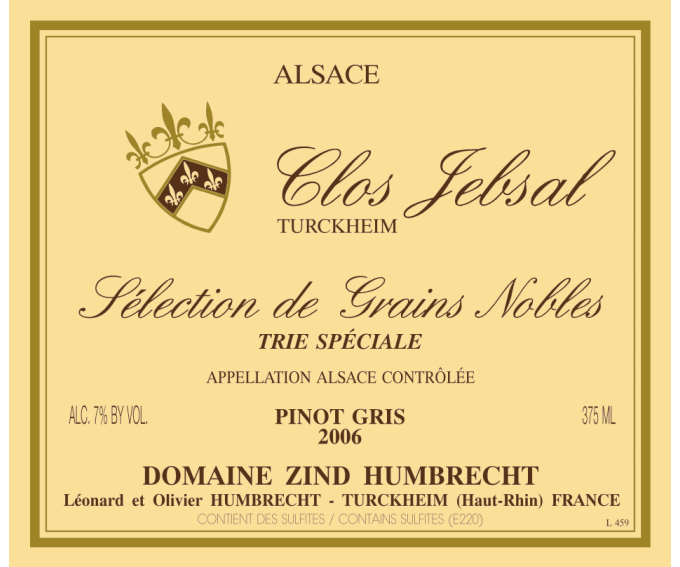 Pinot Gris Clos Jebsal - Sélection de Grains Nobles Trie Spéciale 2006 - 375 ml