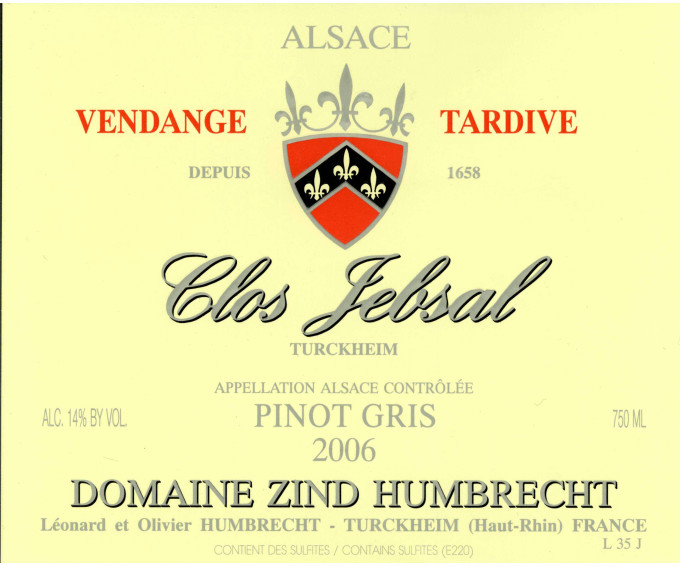 Pinot Gris Clos Jebsal 2006 - Vendange Tardive