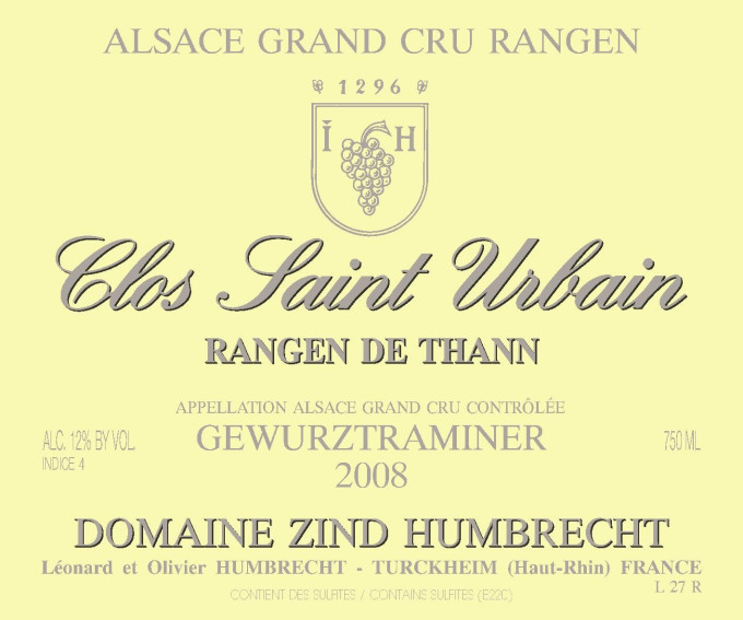 Gewurztraminer Rangen de Thann Clos Saint Urbain Grand Cru 2008