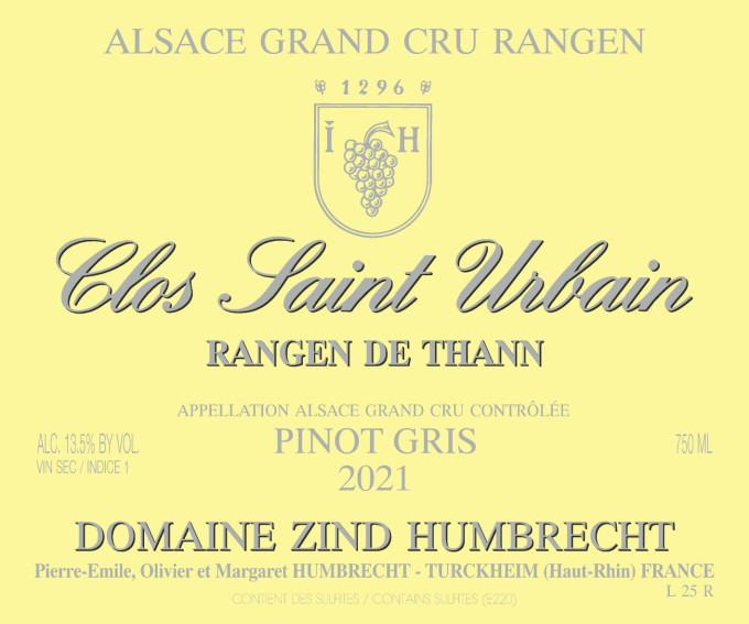Pinot Gris  Grand Cru Rangen from Thann Clos Saint Urbain 2021